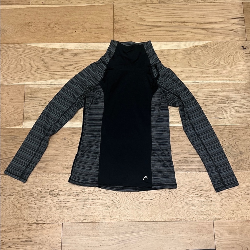 Head Women's Striped Black and Gray Long Sleeve Top